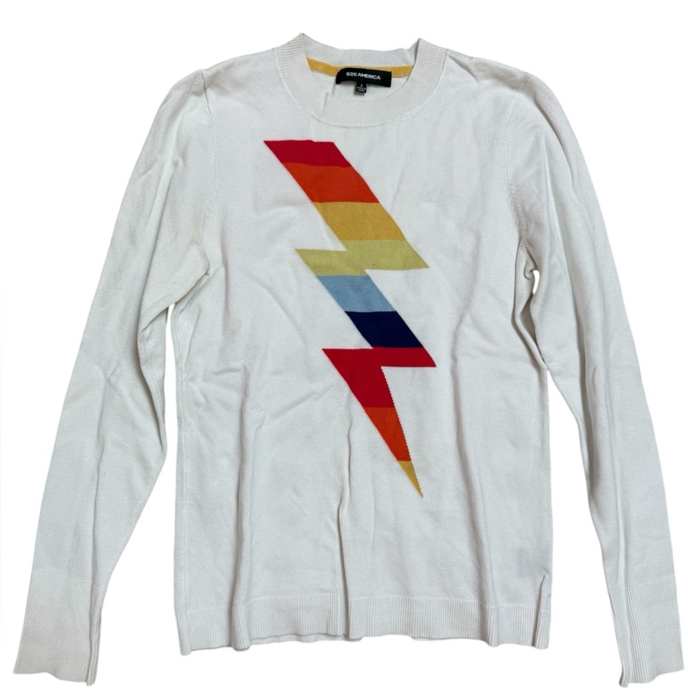 525 America Rain-Bolt Pullover White Crewneck Sweater